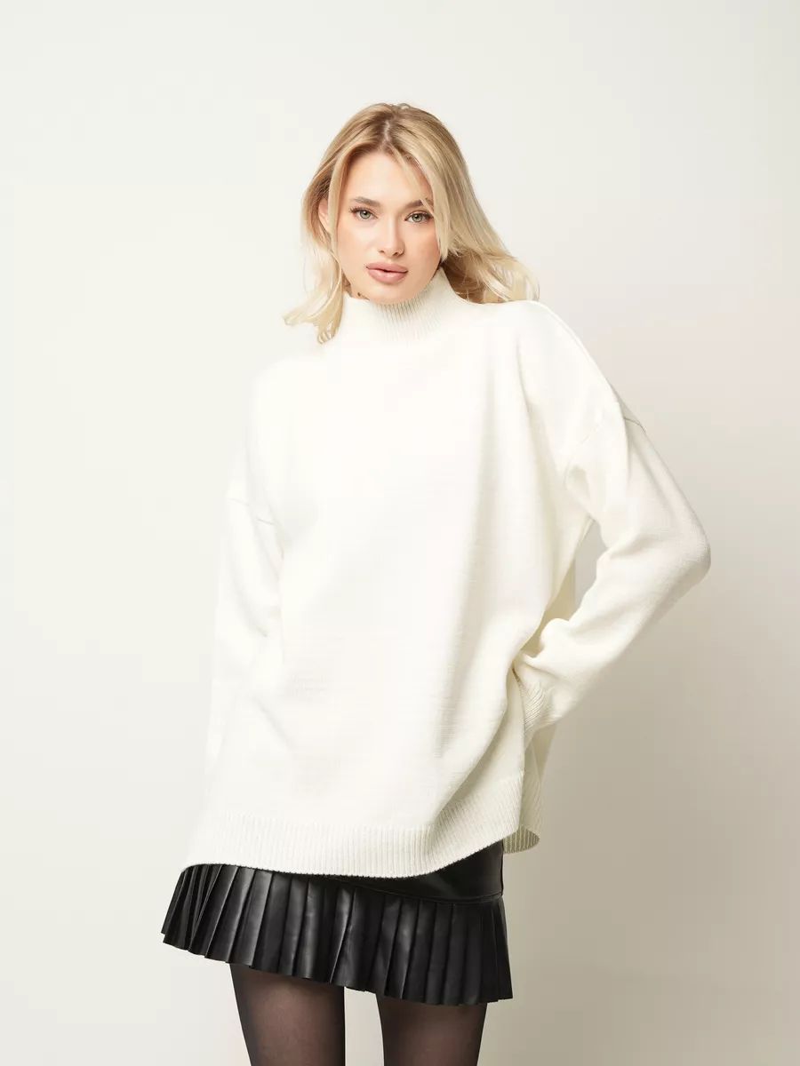 Damen Oversized Rollkragenpullover aus hochwertiger Baumwolle Heidi-Mode