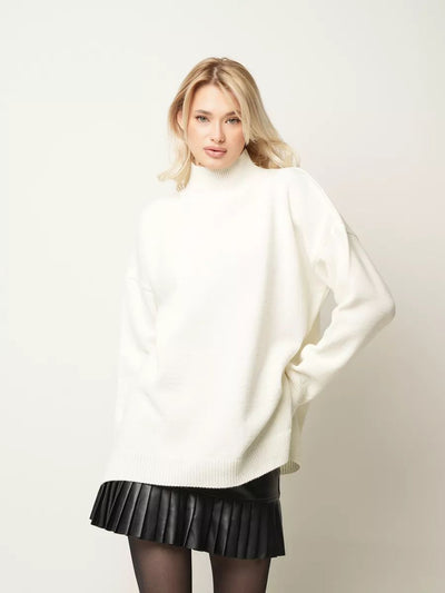 Damen Oversized Rollkragenpullover aus hochwertiger Baumwolle Heidi-Mode