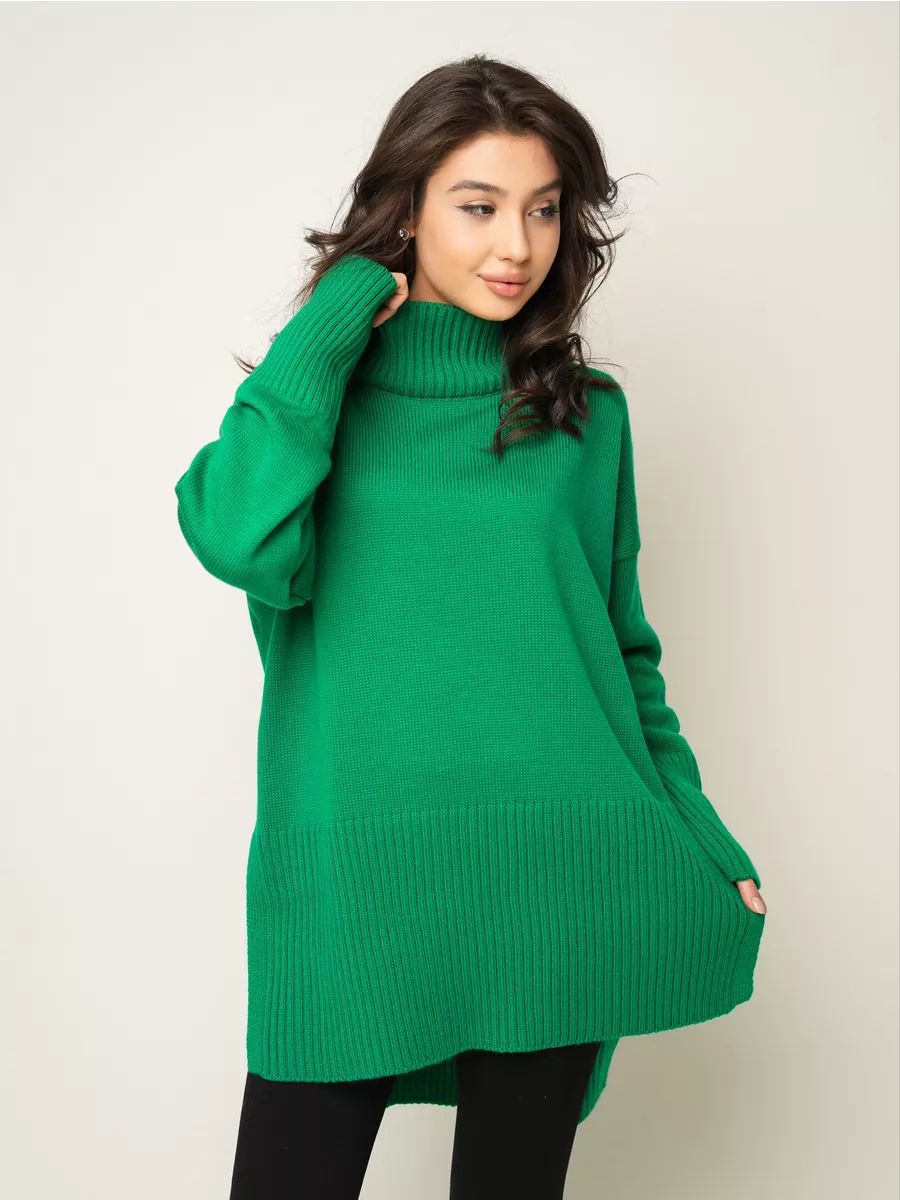 Damen lässiger Rollkragenpullover mit seitlichen Schlitzdetails und strukturiertem Design Heidi-Mode