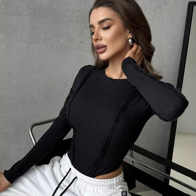 Damen Langarm-Bodysuit mit geschmeidiger Rippstruktur und hohem Beinausschnitt Heidi-Mode