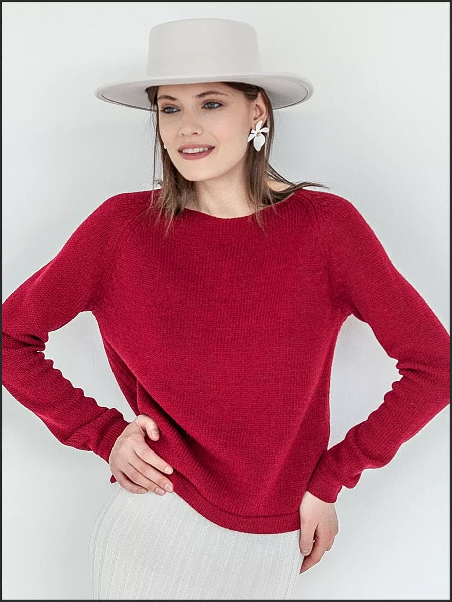 Damen feiner Strickpullover mit strukturiertem Rippdesign und hohem Kragen Heidi-Mode