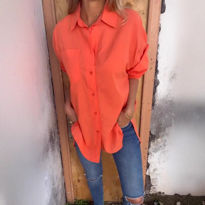 Damen Oversized Bluse mit strukturiertem Stoff und lässigem Schnitt Heidi-Mode