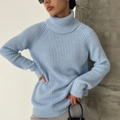 Damen Strickpullover mit hohem Kragen von Heidi-Mode
