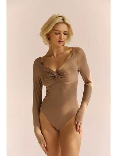 Damen Body mit geschmeidigem Stoff und elegantem Knoten-Ausschnitt Heidi-Mode