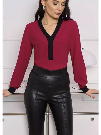 Damen elegantes Blusenoberteil mit modernen Kontrastdetails Heidi-Mode