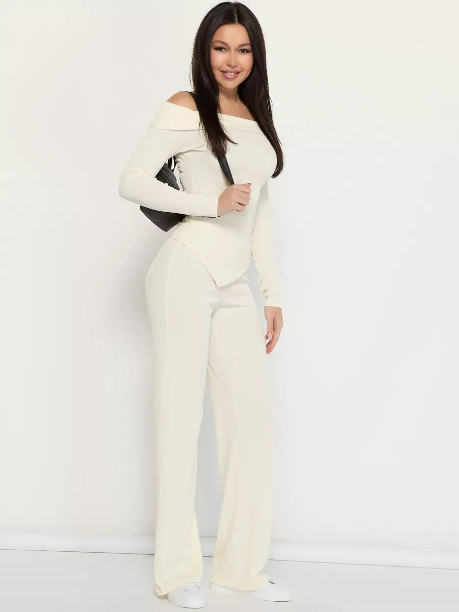 Damen Off-Shoulder Oberteil mit figurbetontem Schnitt und elegantem Lagenlook Heidi-Mode