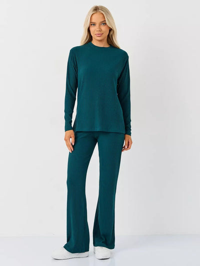 Damen cropped Langarmshirt mit modernem Knotendesign und feiner Rippstruktur Heidi-Mode