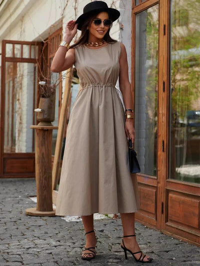 Damen Longdress mit elastischem Bund und modischem Schnitt Heidi-Mode
