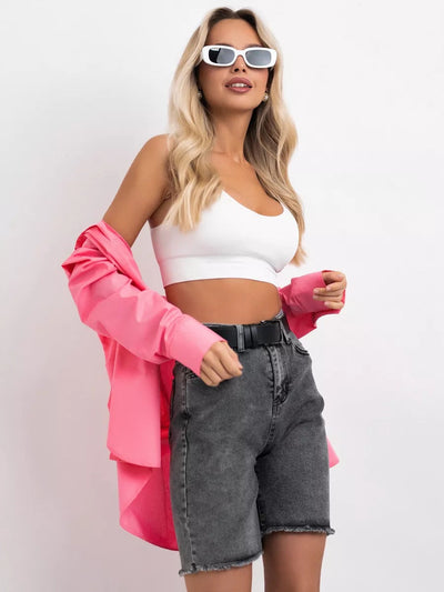 Damen Jeansshorts mit fransigem Saum und hohem Bund Heidi-Mode