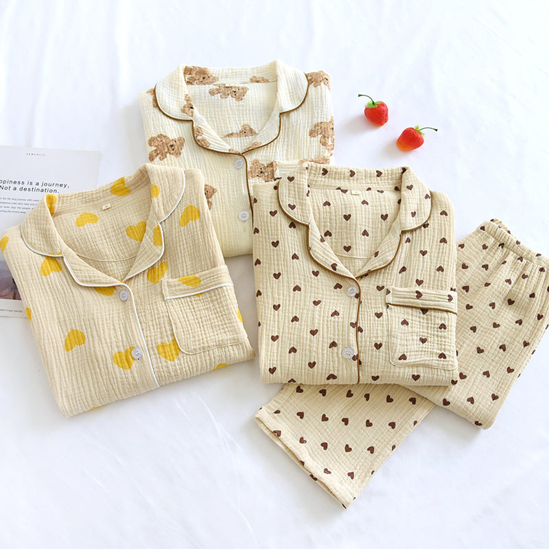 Gillian – Doppel-lagige lockere All-Cotton Crepe Pyjama-Anzug