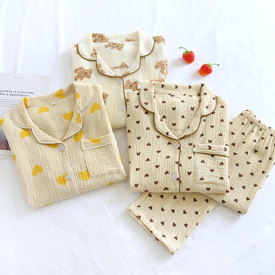 Gillian – Doppel-lagige lockere All-Cotton Crepe Pyjama-Anzug