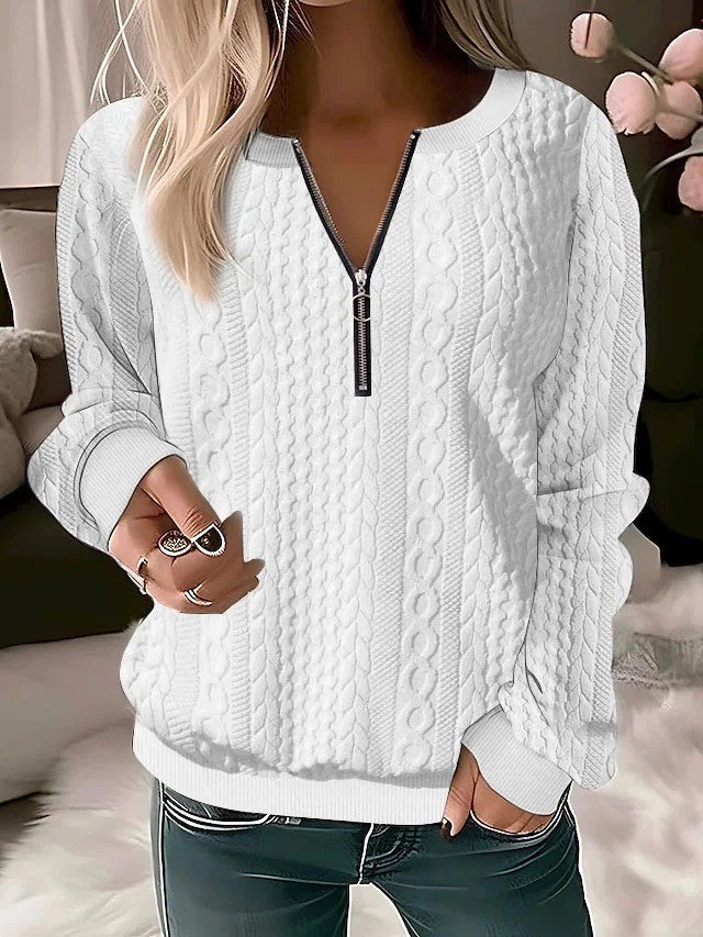 Damen Strickpullover mit Reißverschluss Heidi-Mode