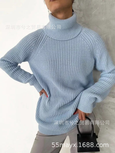 Damen Strickpullover mit hohem Kragen von Heidi-Mode
