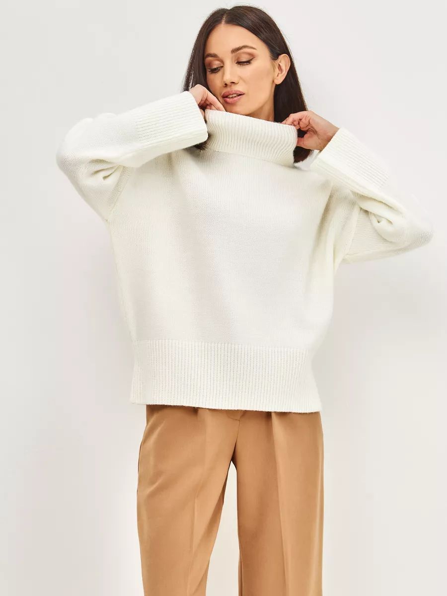 Damen lässiger Rollkragenpullover aus weichem Material Heidi-Mode