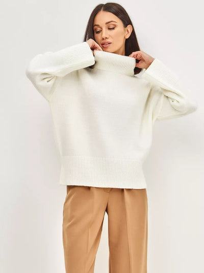 Damen lässiger Rollkragenpullover aus weichem Material Heidi-Mode