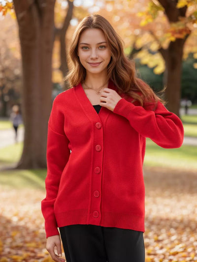 Damen Strickcardigan mit stylishem Knopfverschluss und lässigem Schnitt Heidi-Mode