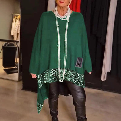 Damen Modischer Oversized Pullover mit Glitzerdetails Heidi-Mode
