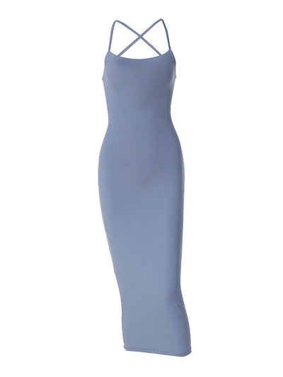 Damen Midikleid mit raffiniertem Schnürdesign und elegantem Rückenausschnitt Heidi-Mode