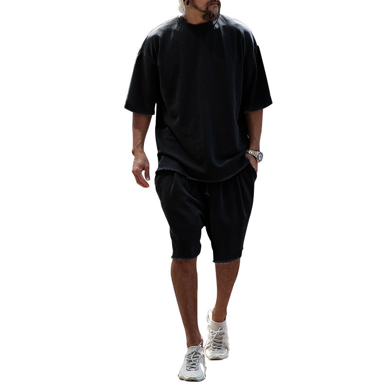 Herren lässiges Premium Freizeit-Set mit Oversized T-Shirt und lockeren Shorts Aliams