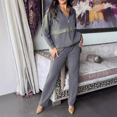 Damen Sportliches Lounge-Set mit glitzernden Akzenten und lässigem Schnitt Heidi-Mode