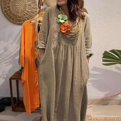 Damen Leichtes Sommerkleid mit eleganten Taschen und bequemen Zugdetails Heidi-Mode