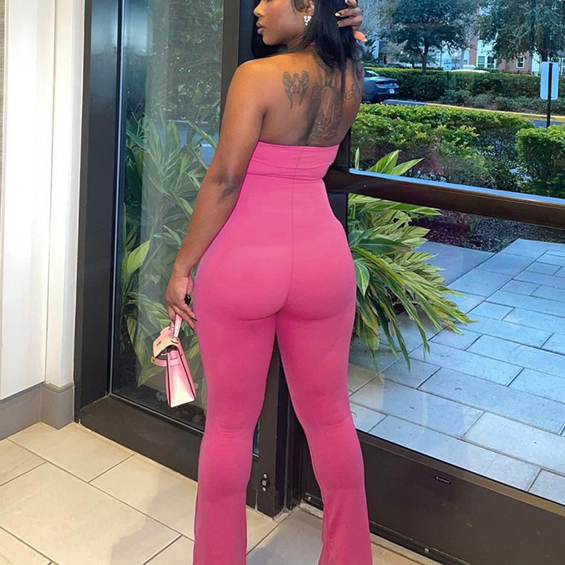 Damen eleganter Jumpsuit mit trägerlosem und figurbetontem Design Heidi-Mode