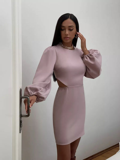 Damen Kleid mit raffinierten Cut-Outs und voluminösen Ärmeln Heidi-Mode