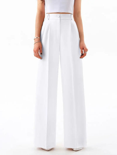 Damen elegantes Wickeloberteil mit voluminösen Ärmeln und hoch taillierten Palazzo-Hosen Heidi-Mode