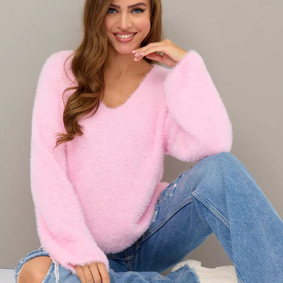 Damen kuscheliger Strickpullover mit weitem Schnitt und eleganten Details Heidi-Mode