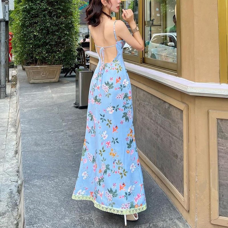 Damen Maxikleid mit floralem Muster und elegantem Rückenausschnitt Heidi-Mode