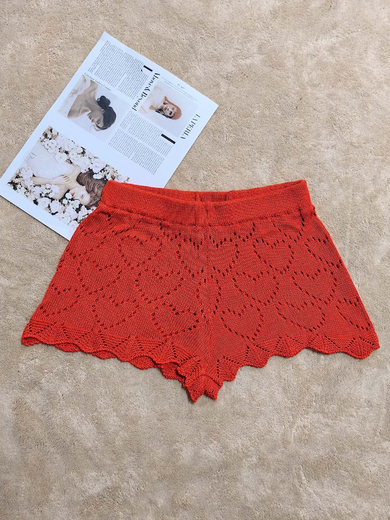 Damen luftige Häkelshorts mit eleganter Lochmusterstruktur Heidi-Mode