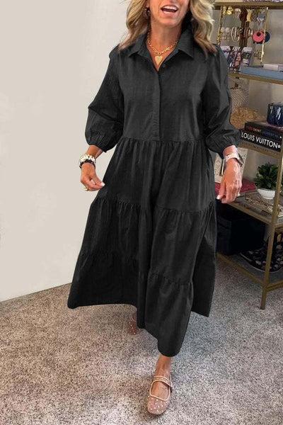 Damen Hemdblusenkleid mit Volant-Design und praktischen Taschen Heidi-Mode