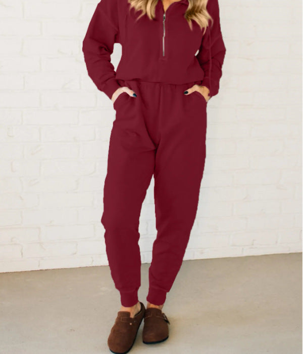 Damen Freizeit-Jumpsuit mit kurzem Reißverschluss und praktischem Gummizug Heidi-Mode