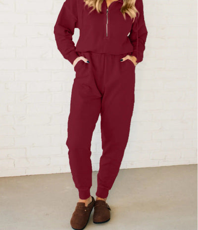 Damen Freizeit-Jumpsuit mit kurzem Reißverschluss und praktischem Gummizug Heidi-Mode