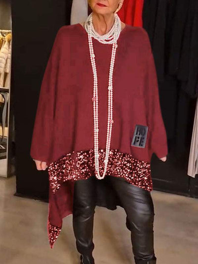 Damen Modischer Oversized Pullover mit Glitzerdetails Heidi-Mode