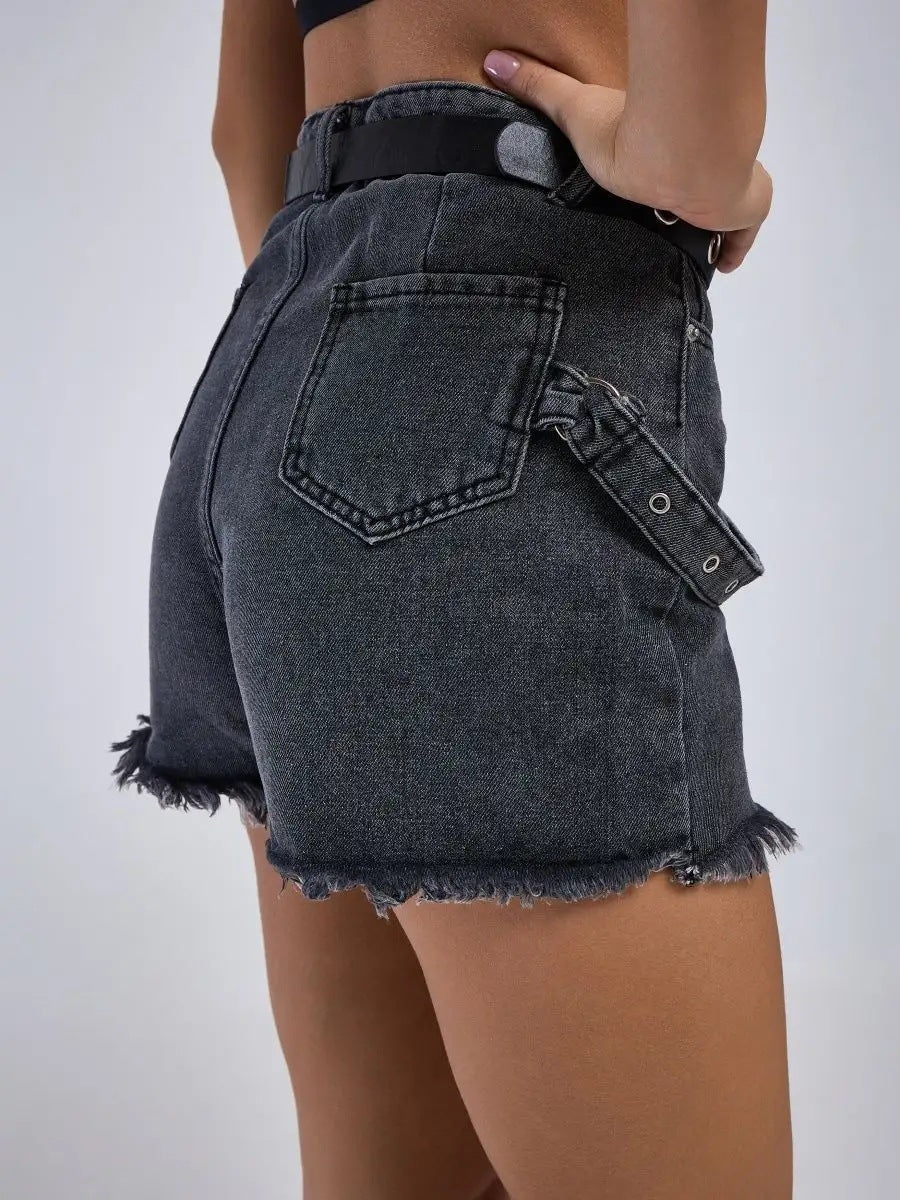 Damen Jeansrock im Vintage-Look mit asymmetrischem Saum und dezenten Detailverzierungen Heidi-Mode