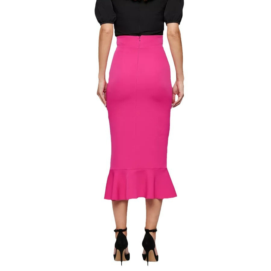 Damen eleganter Maxirock mit asymmetrischem Saum und hohem Schlitz Heidi-Mode