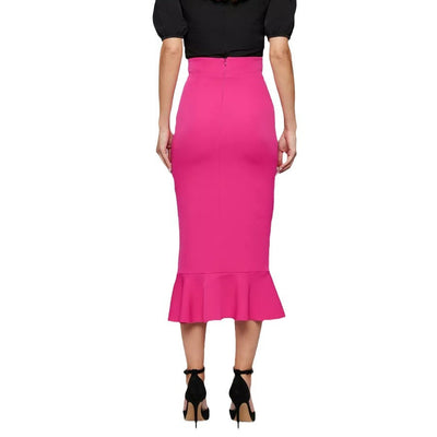 Damen eleganter Maxirock mit asymmetrischem Saum und hohem Schlitz Heidi-Mode