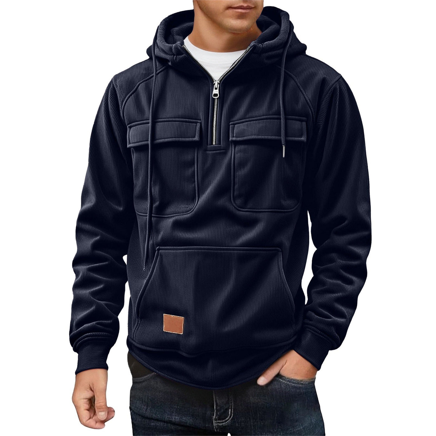 Herren Fleece-Hoodie mit praktischen Taschen Aliams