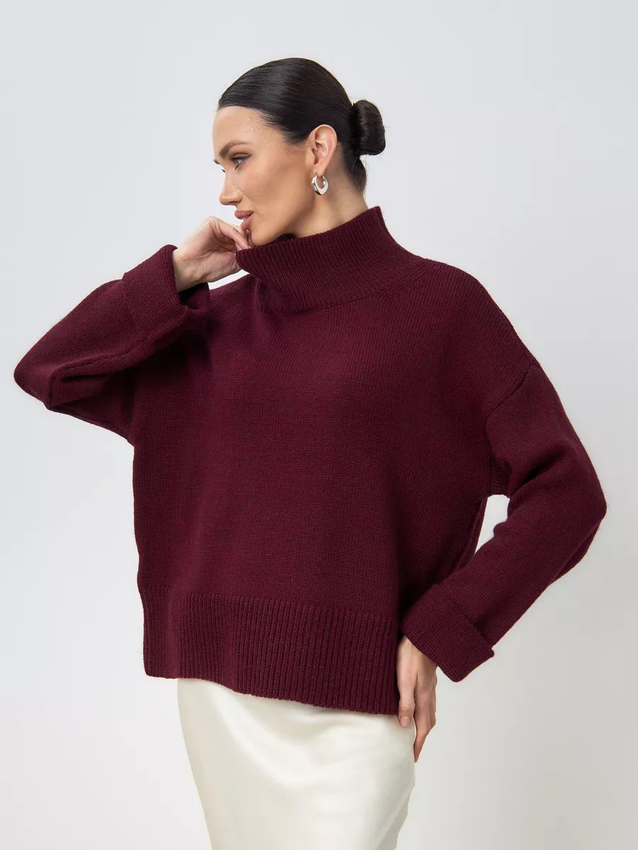 Damen lässiger Rollkragenpullover aus weichem Material Heidi-Mode