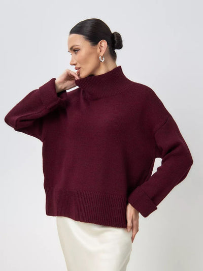Damen lässiger Rollkragenpullover aus weichem Material Heidi-Mode