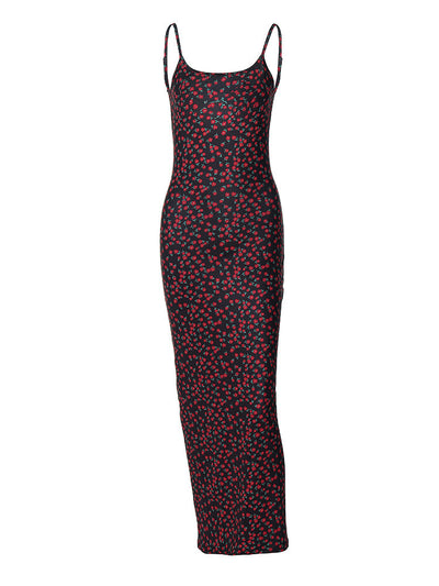 Damen Maxikleid mit zartem Blumenmuster und figurbetontem Schnitt Heidi-Mode