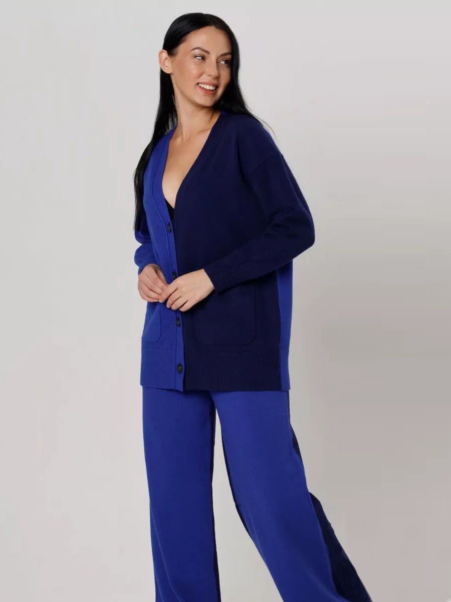 Damen lässiger Strickcardigan mit tiefem V-Ausschnitt und praktischen Taschen Heidi-Mode