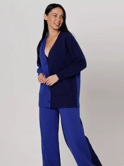 Damen lässiger Strickcardigan mit tiefem V-Ausschnitt und praktischen Taschen Heidi-Mode