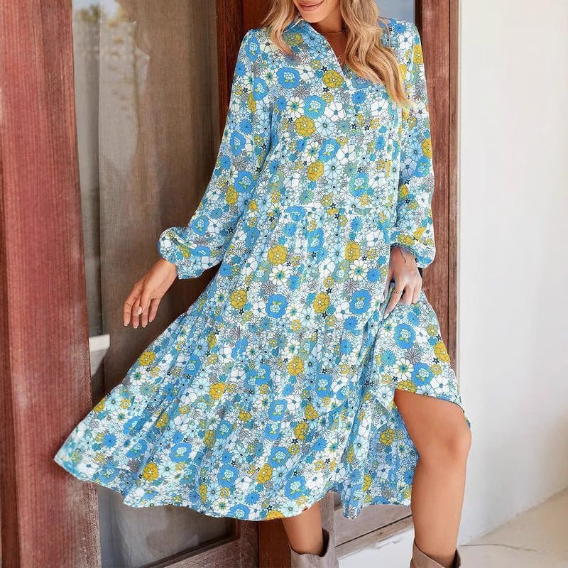 Damen Maxikleid mit floralen Mustern und ärmellosem Design Heidi-Mode