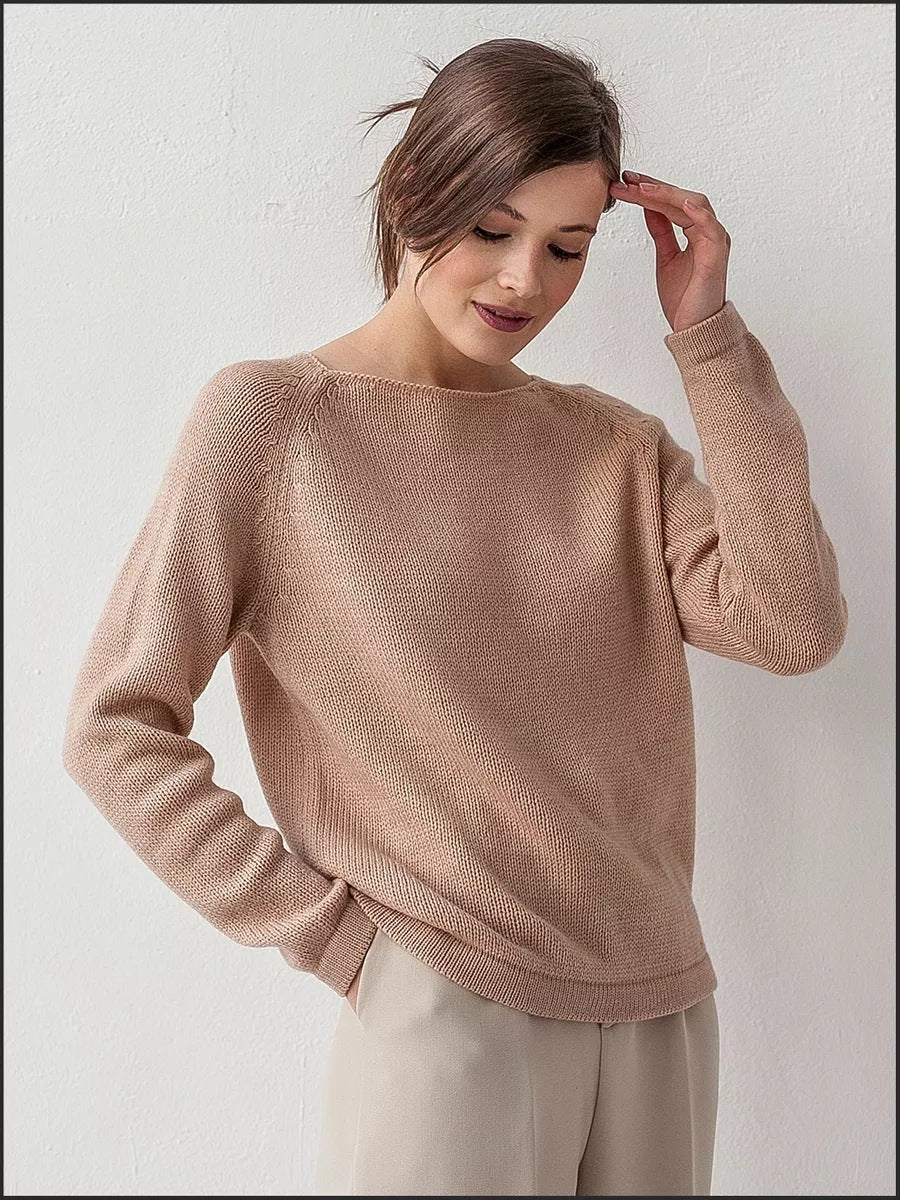 Damen feiner Strickpullover mit strukturiertem Rippdesign und hohem Kragen Heidi-Mode