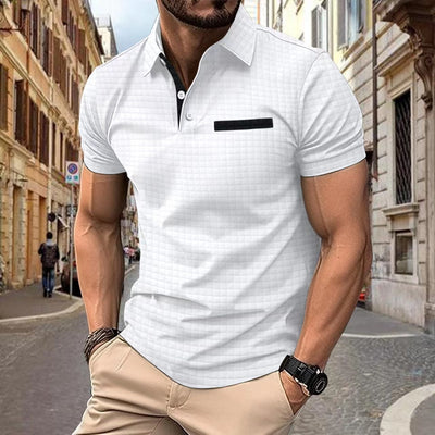 Herren modisches Kurzarm-Polohemd mit strukturiertem Design Aliams