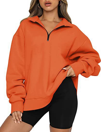 Damen Bequemer Oversized Pullover mit Reißverschluss Heidi-Mode