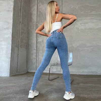 Damen High-Waist Jeans im klassischen Schnitt mit formender Passform Heidi-Mode