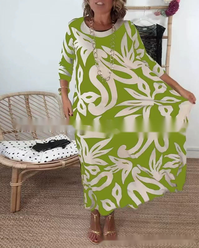 Damen Maxikleid mit floralem Muster und weitem Schnitt Heidi-Mode